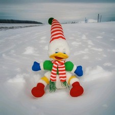 Vintage Soft Things Plush Boy Duck Red Striped Hat Scarf No Eyelashes/Hair RARE