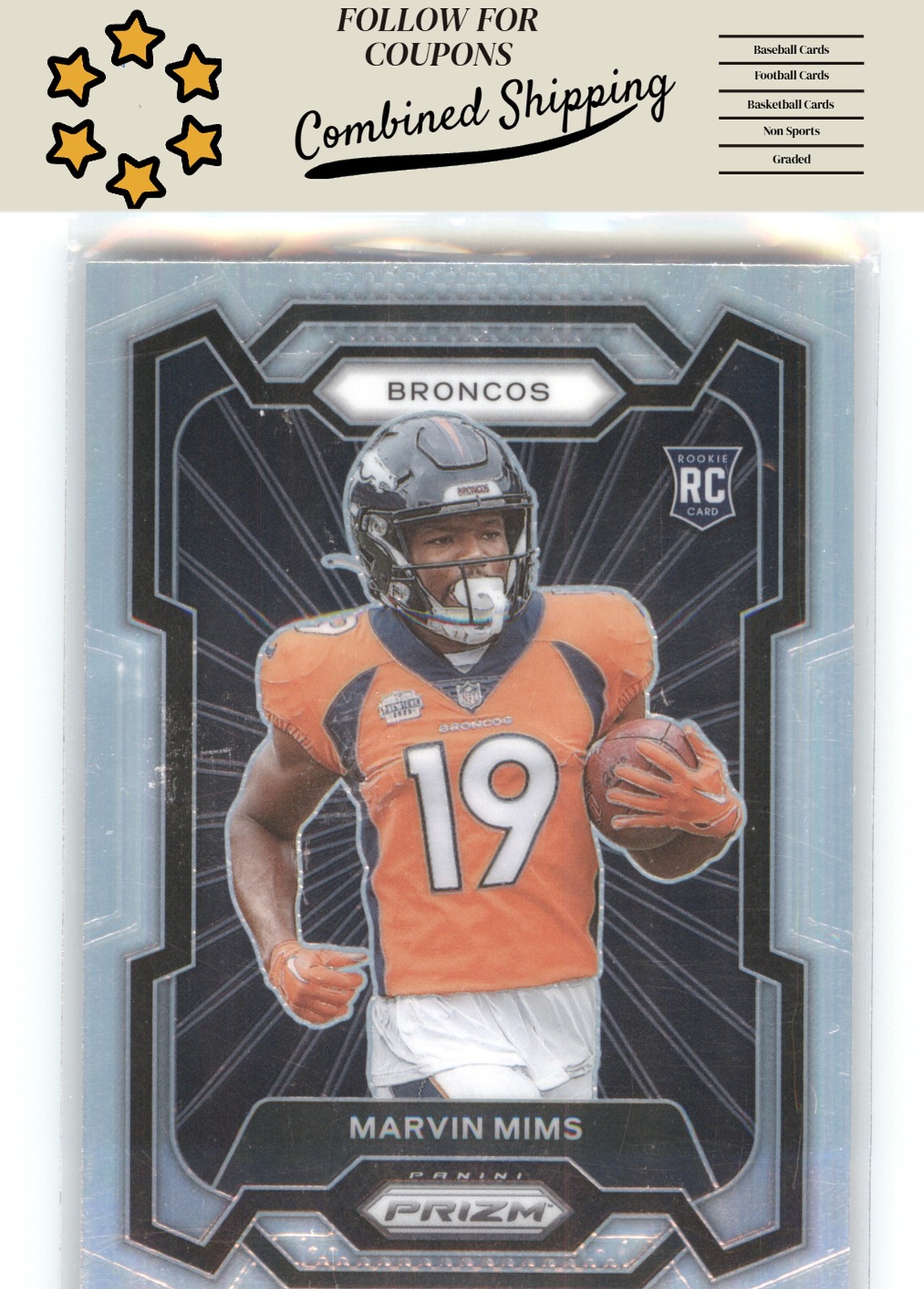 2023 Panini Prizm #318 Marvin Mims Rookie Variations Prizms Silver