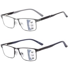 2 Pack Progressive Multifocus Reading Glasse for Men,Blue Light Blocking Comp...