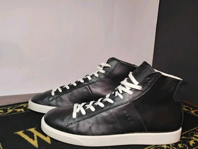 Ecco Men's Black Leather Lace-Up High-Top Sneakers US 11-11.5 EU 42 UK 8