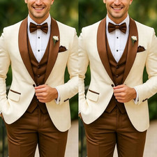 Shawl Lapel Men's Suit Single Breasted Wedding Groomman 3Pcs Tuxedo Jacket