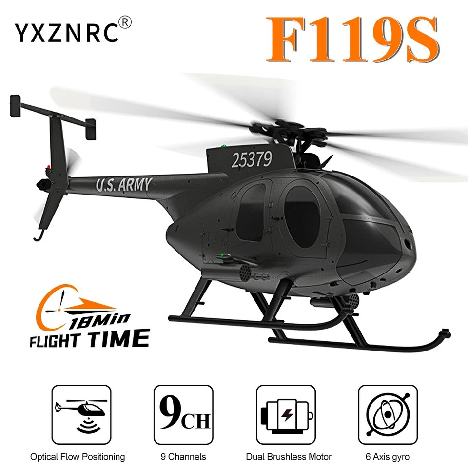 YUXIANG F119S (MD500) 9-Kanal GPS Optical Flow Hovering RC RTF Hubschrauber - Bild 4 von 4