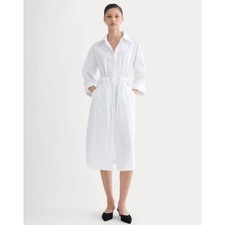 NWT Everlane Drawcord Button Down Midi Shirtdress Womens XS White Prairie Cotton