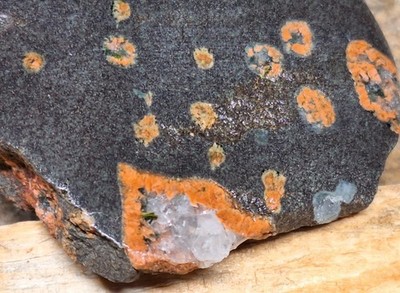Pretty Hand Polished Amygdaloidal Basalt With Epidote Microcline and Calcite