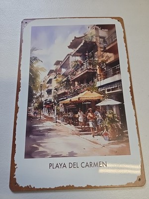 Playa Del Carmen Vintage Style Metal Sign Wall Art Mexico Beach Travel Decor