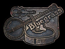 KK23125 VINTAGE 1970s  BLUEGRASS MUSIC  COMMEMORATIVE BRASSTONE BELT BUCKLE