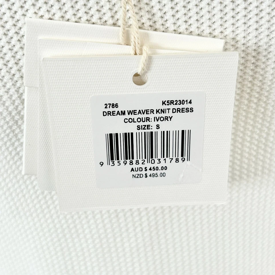 Sass & Bide Dream Weaver Knit Dress Size S Ivory Sheer Square Neck New Flawed - image 4 of 4