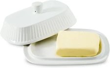 Porcelain Butter Dish with Lid for Countertop, Ceramic Butter Keeper