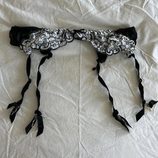 Vintage Black and white lace garter belt