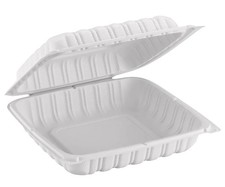 ProTakeOut,  8" x 8" 150 Pack White, Clamshell   Take-Out Containers