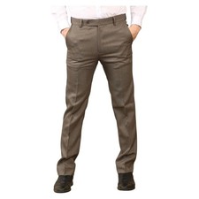 Mens Pants Formal Trousers Hidden Elastic Waist Smart Work Office Straight Leg