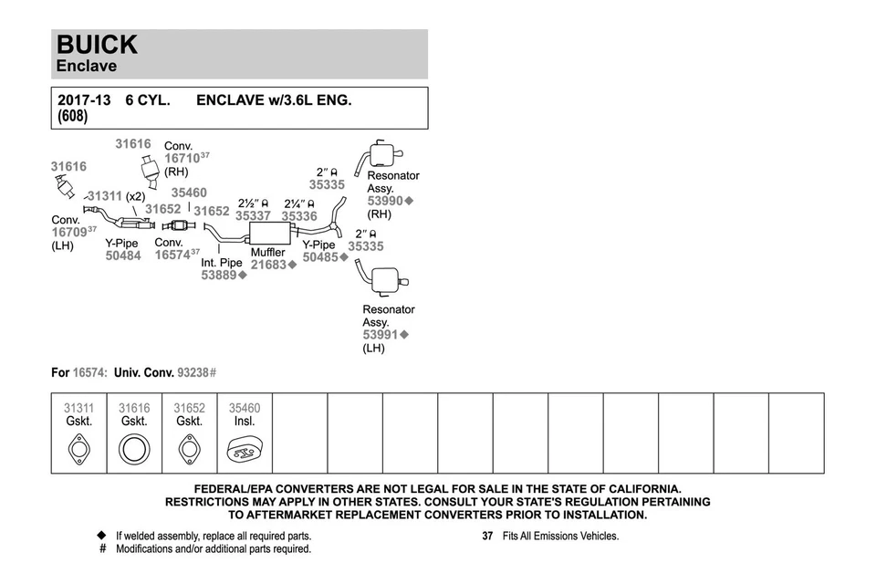 For Chevy Impala Limited 14-16 Exhaust Pipe Flange Gasket Perforated Metal w Foto 4 de 4