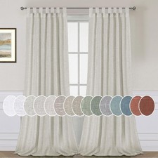 H.VERSAILTEX Durable Natural Linen Semi Sheer Tab Top Light Filtering Curtains