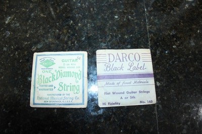 Vintage Guitar String Lot of 2 - 1 Black Diamond D or 4th 1 Black Label A or 5th