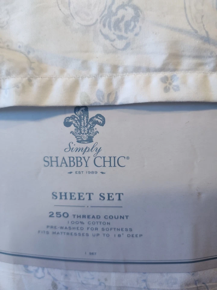 Juego de sábanas dobles Rachel Ashwell Simply Shabby Chic azul cachemir - granja Foto 2 de 4