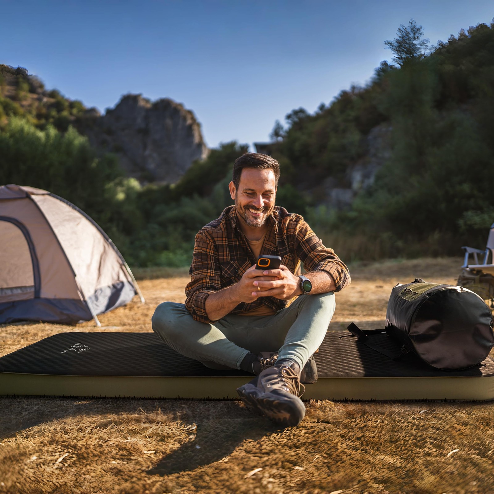 Self-Inflating Sleeping Pad 4" Memory Foam – Camping Mattress with Backpack |...