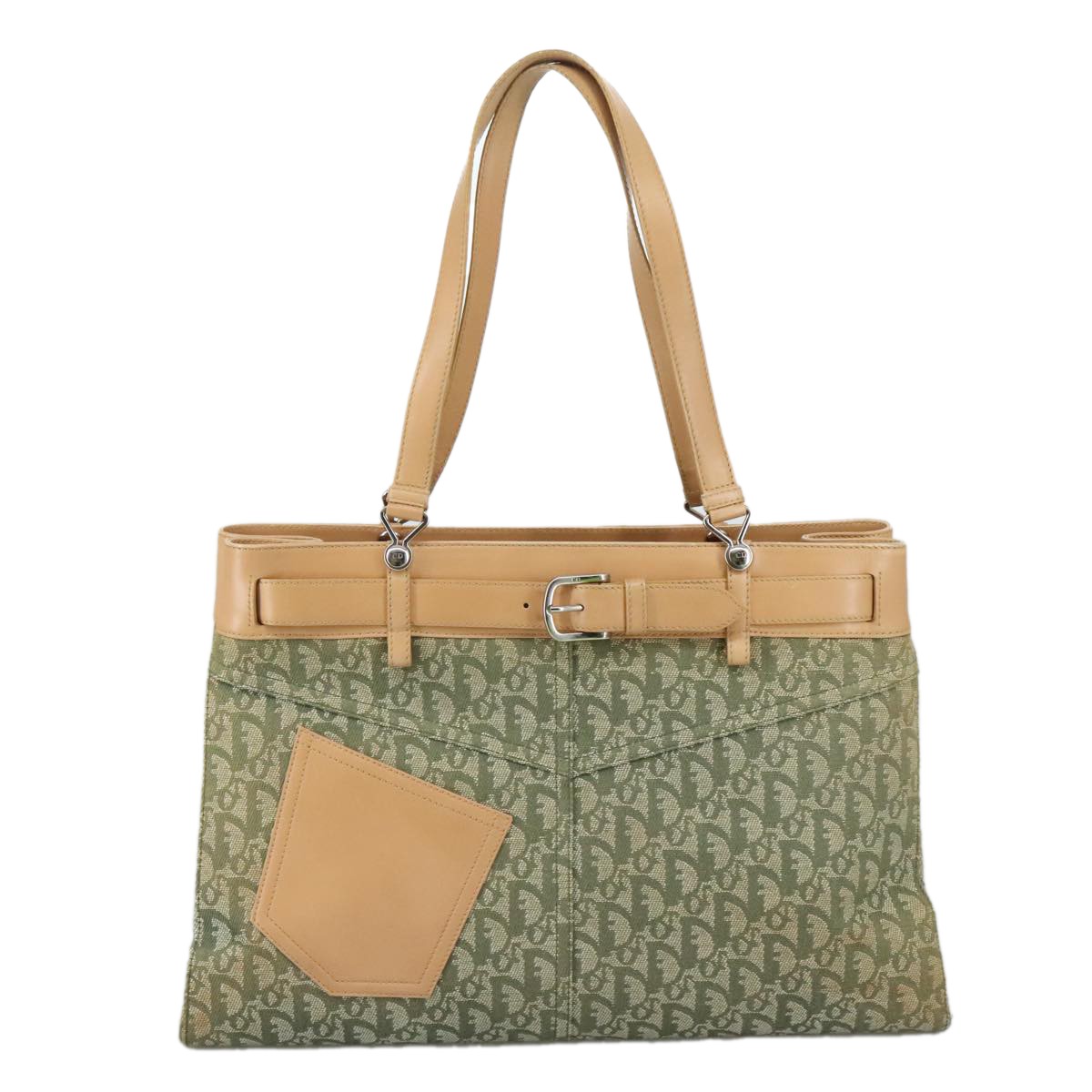 Dior Trotter Khaki Canvas Tote Bag 100% Authentic Luxury Handbag