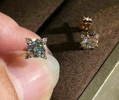 2Ct Round Lab Created Diamond Solitaire Stud Earrings 14k Rose Gold Finish