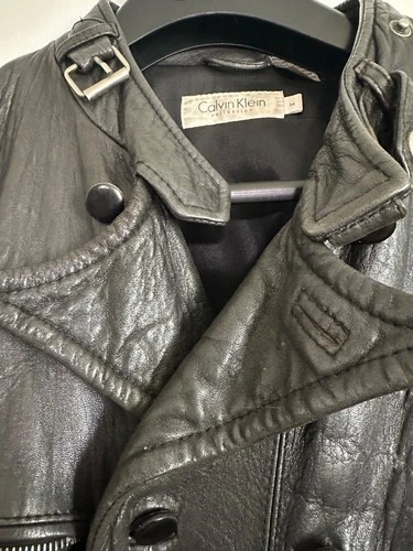 Superb Heavy Vintage Leather Jacket from Calvin Klein Collection (1995) Size M image 3