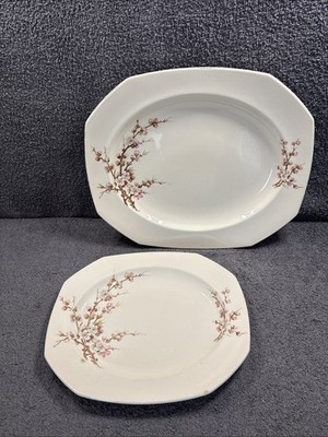 2 schöne Alfred Meakin Frühlingsblüte Servierplatte/Teller 14,25 & 11,5''