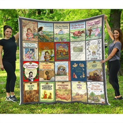 Laura Ingalls Wilder Books Quilt Blanket   Classic Book Covers Nostalgic Gift