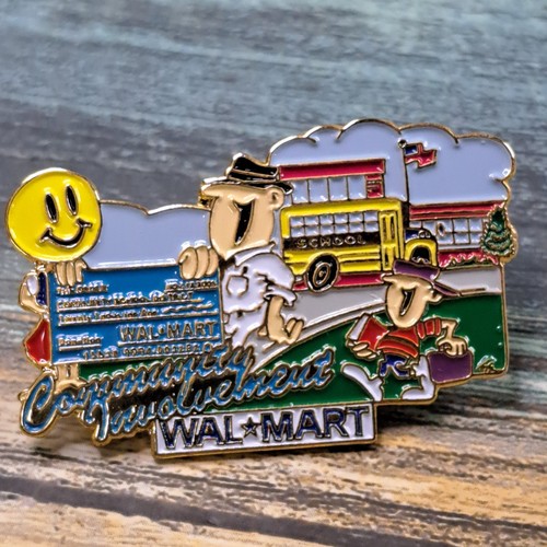 Walmart Associate Employee Pin - Smiley Community Involvement School Bus Donate