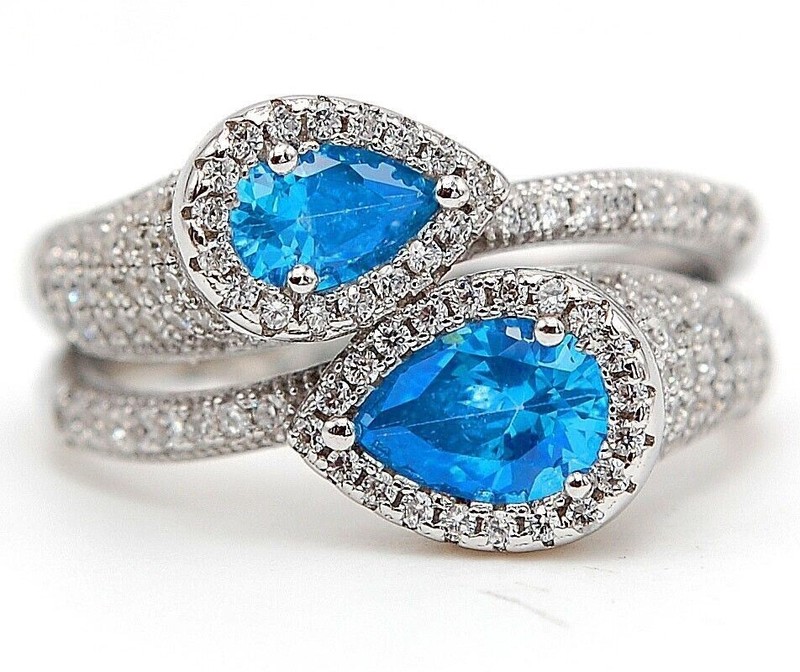 2CT Aquamarine  925 Solid Sterling Silver Ring Jewelry Sz 6 MM1-7