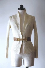 Y2K Isabel Marant Cream Fuzzy Mohair Romantic Cropped Cardigan Sweater Women XS