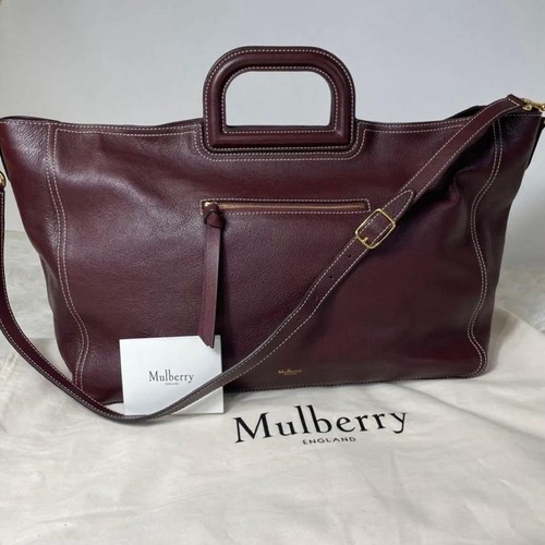 MULBERRY BURGUNDY Leather Handbag Shoulder Bag Women's Large Tote Dust Bag