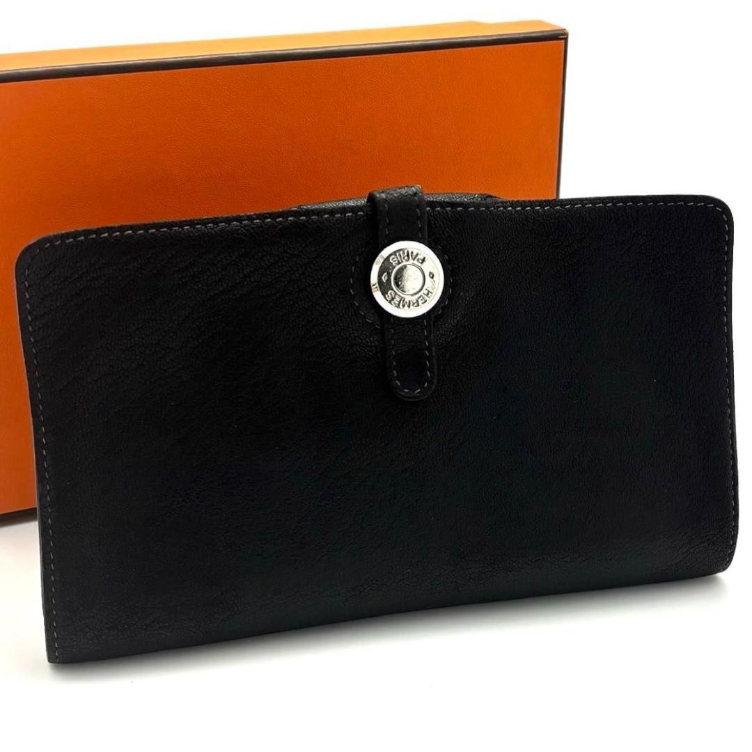 Hermes Dogon Wallet Black 9.5x17.5cm Card Slot Leather Elegant Accessory thumbnail 10