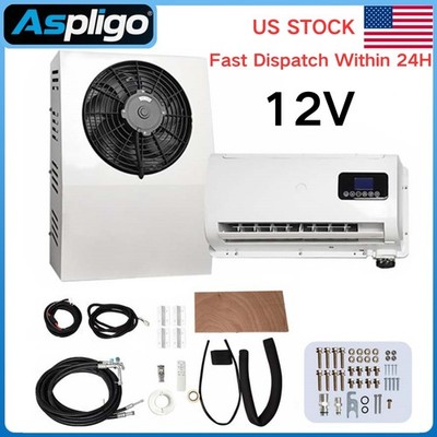 Aspligo 12V Electric Truck Air Conditioner Split RV AC Kit 12000 BTU Metal Shell