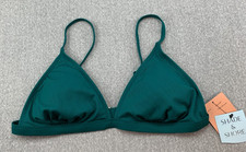 Shade  Shore Ribbed Triangle Bikini Swimsuit Top Women XL 16 Forrest Green Soft