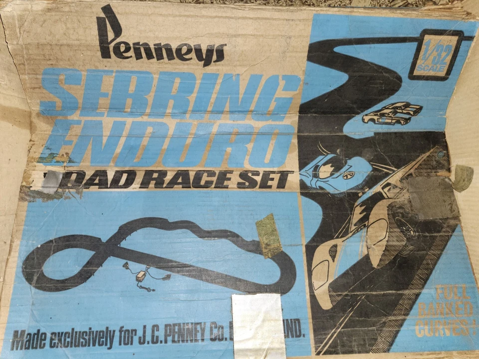 罕见二手老式 Eldon 1/32 比例 60 年代轨道赛车 Sebring Enduro Penneys 比赛套装 — 第 3/4 张图片