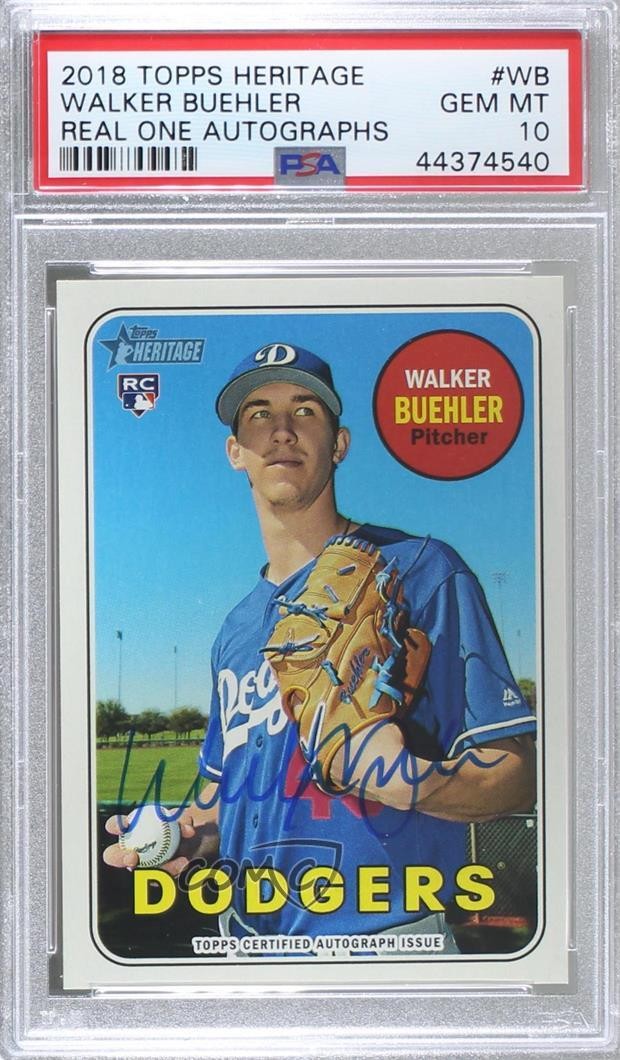 2018 Topps Heritage Real One Auto Walker Buehler #ROA-WB PSA 10 GEM MT Auto rx2