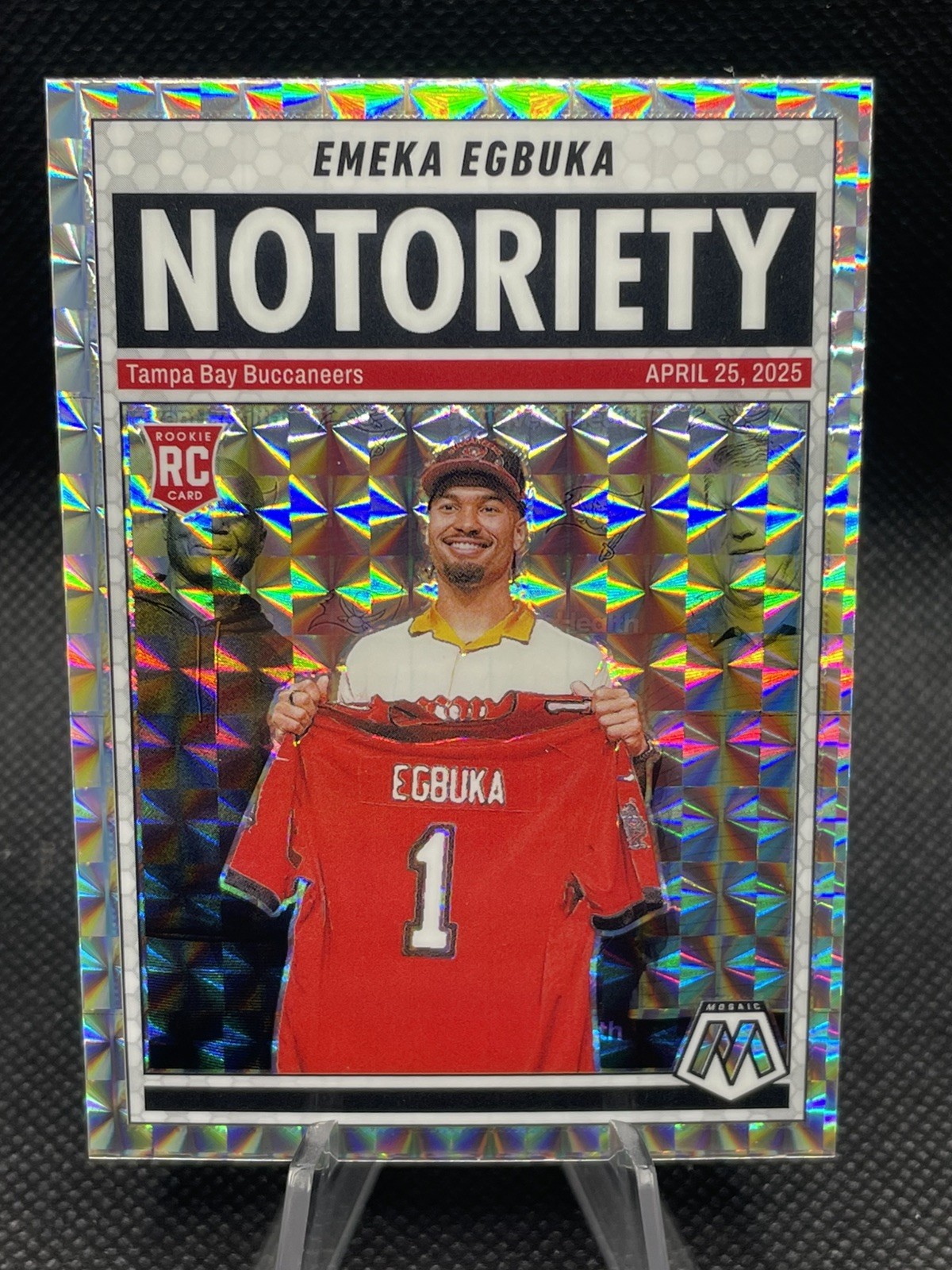 2025 Panini Mosaic - Notoriety Emeka Egbuka #16 Silver Mosaic Prizm (RC) / Bucs