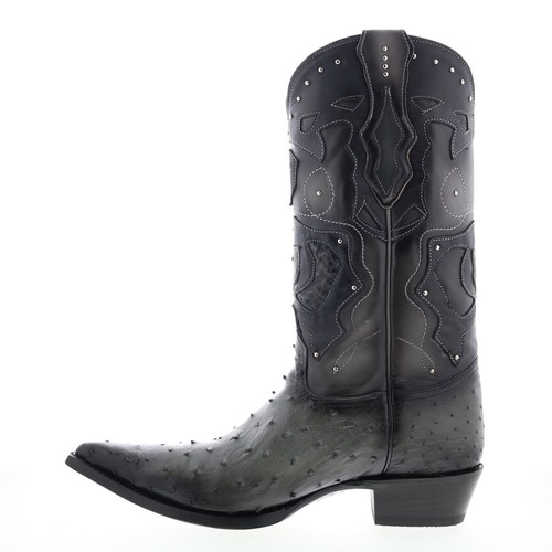 Bottes Cowboy Western Los Altos 3X Toe En Cuir D'autruche Marron - Taille Large (E), Neuves Avec Emballage