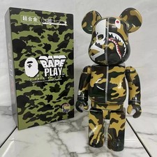 Bape Green 400% Bearbrick Shark Zip Camo Collectible Figure