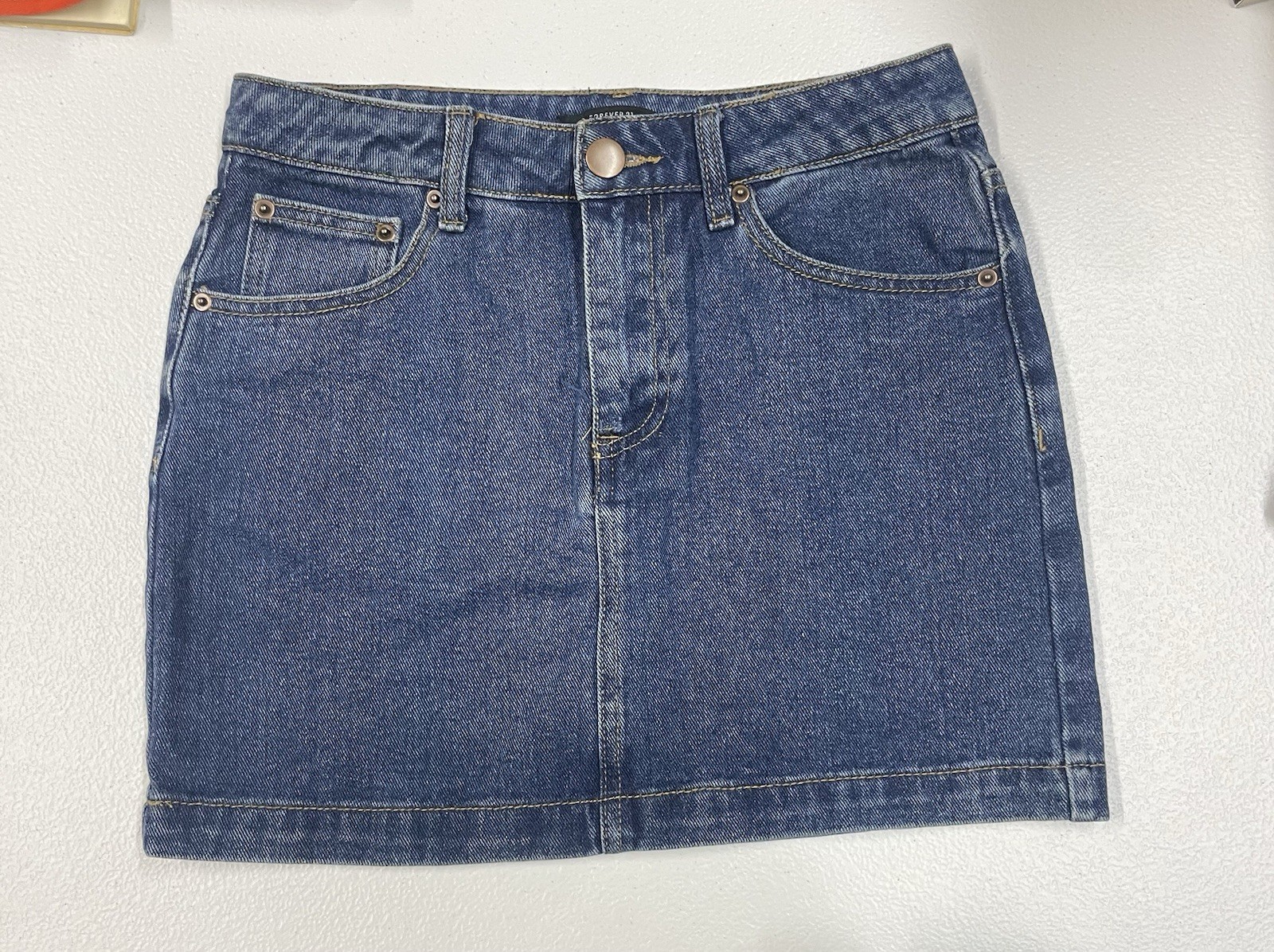 Forever 21 Light Blue Distressed Denim Mini Skirt