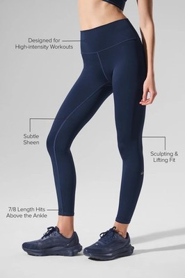 ヨガ・ピラティス Alo 7/8 High-Waist Airlift Legging ALO: 7/8 High-Waist Airlift Legging- Navy; Size S (Brand NEW) | eBay