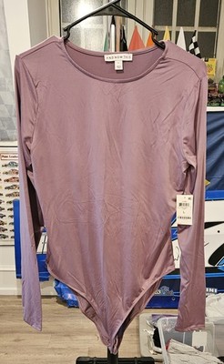 And Now This (Macys) Lillac Purple Satin Silky Bodysuit Size L