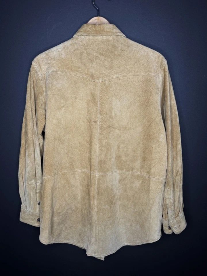 Ralph Lauren Small Tan Brown Leather Shirt Suede Western Polo RRL VtG Rodeo VtG - Image 3 of 4