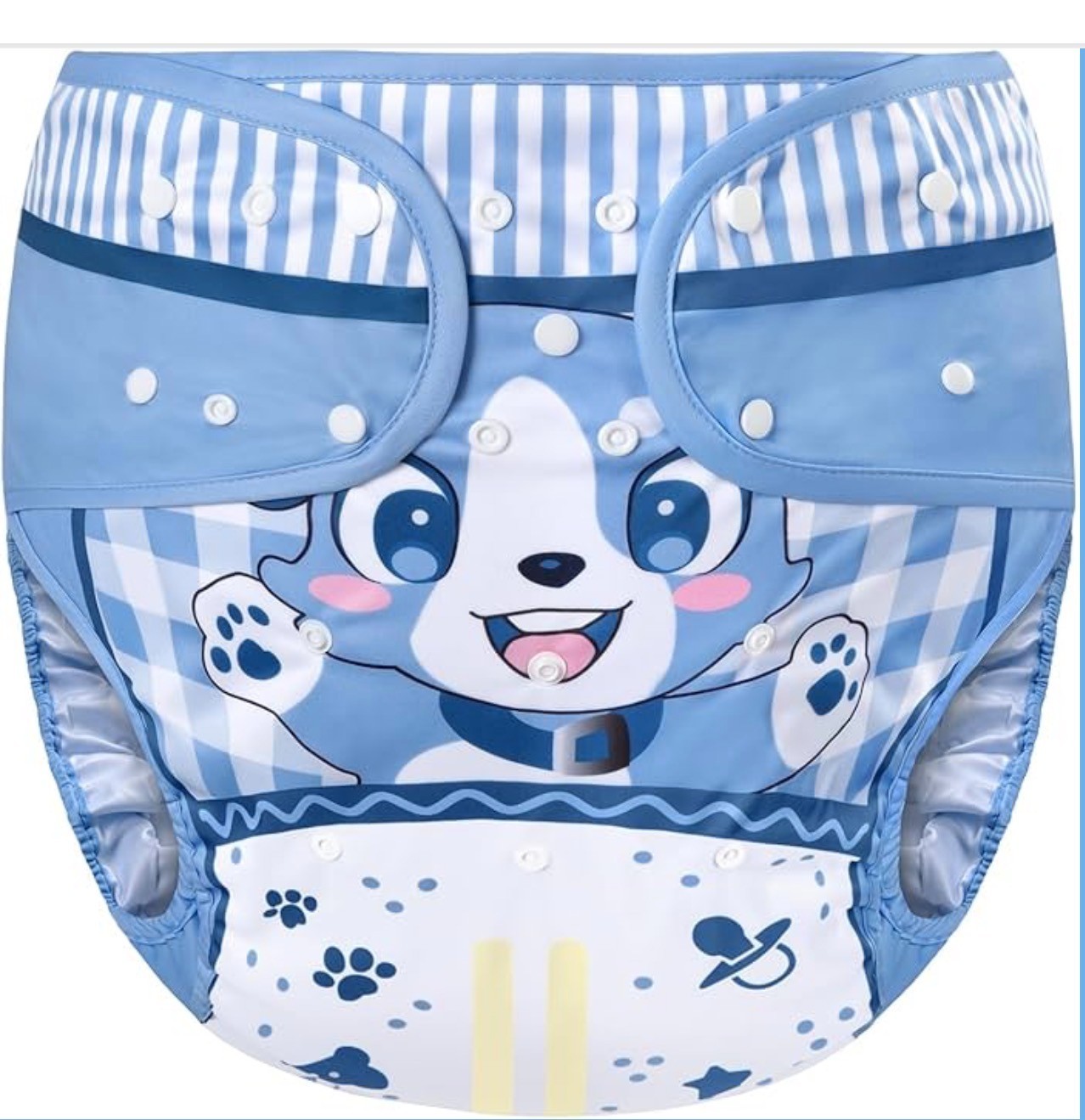 LittleForBig Reusable Waterproof Diaper Cover Blue Puppy Print Size L Adjustable