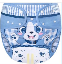 LittleForBig Reusable Waterproof Diaper Cover Blue Puppy Print Size L Adjustable