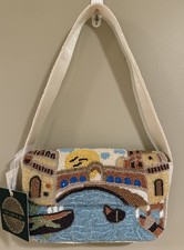 Handmade In India Venice Grand Canal Scene Boat Beaded Purse NWT Viral New