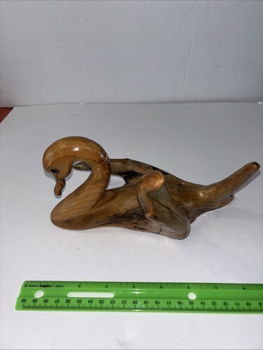 Scultura arte popolare astratta legno naturale firmata tundra cigno vintage - Foto 1 di 8