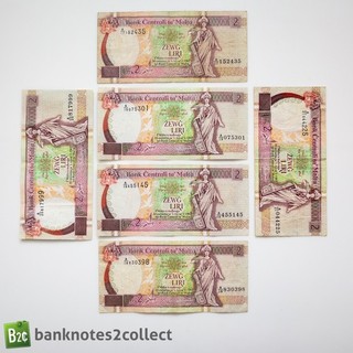MALTA: 6 x 2 Maltese Lira Banknotes.