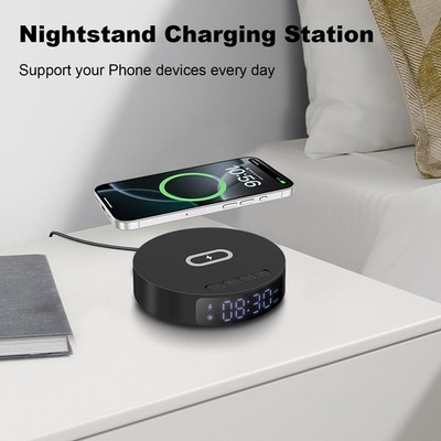US 30W Wireless Charger Digital Alarm Clock For iPhone Air 17 16 Samsung S26 S25