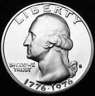 TWO 1776 ~ 1976 S Washington Silver Bicentennial Quarters 40% BU and 40% Proof