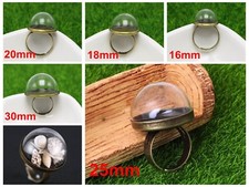 DIY Bronze Adjustable Ring with Clear Glass Terrarium 1/2 Globe Bottle 10mm-30mm