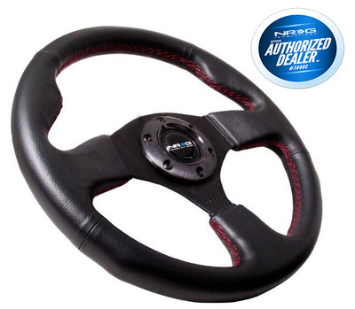 NRG Steering Wheel Race Leather with Red Stitch 320mm Type-R Style  RST-012R-RS